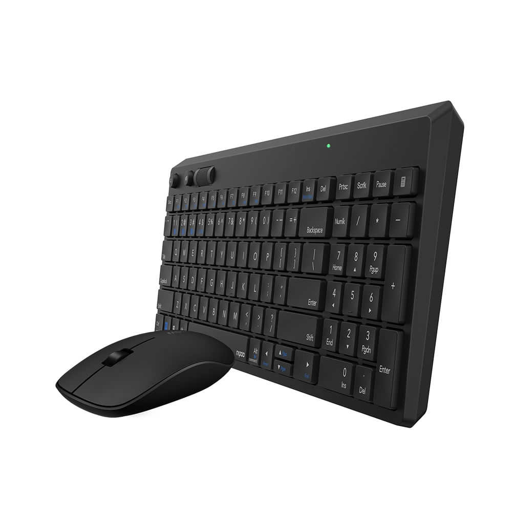 Encontraproduto.com.br - Combo Rapoo Teclado e Mouse sem Fio 2.4 ghz Black 5 Anos de Garantia Pilha Inclusa 8050T - RA003OUT [Reembalado]