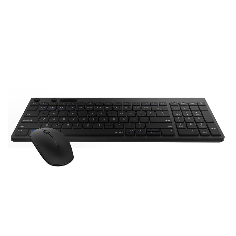 Encontraproduto.com.br - Combo Rapoo Teclado e Mouse sem Fio 2.4 ghz Black 5 Anos de Garantia Pilha Inclusa 8050T - RA003OUT [Reembalado]