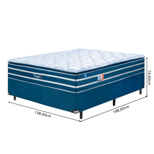 Encontraproduto.com.br - Cama Box Casal (138X188) D28 Azul Confort In Blue Sonos Colchões