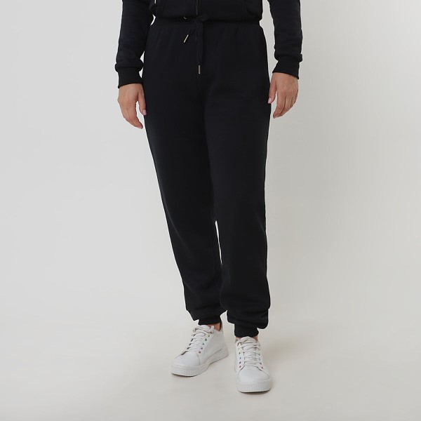 Calça Moletom Feminina Detalhe Em Dourado E Bolso Traseiro Cintura Média Preto