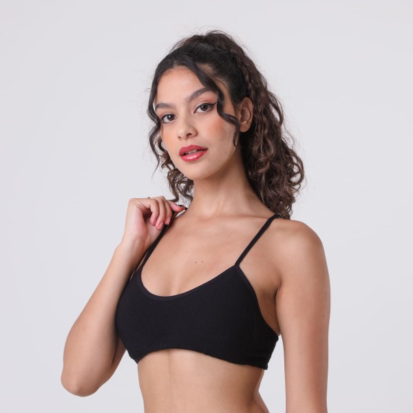 Encontraproduto.com.br - Sutiã Top Canelado Preto - Uniq