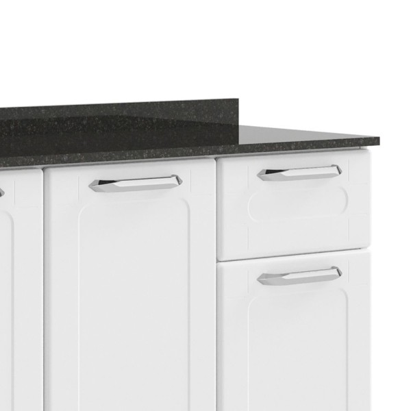 Encontraproduto.com.br - Balcão de Cozinha em Aço 3 Portas 1 Gaveta Branco Dona Maria Bertolini