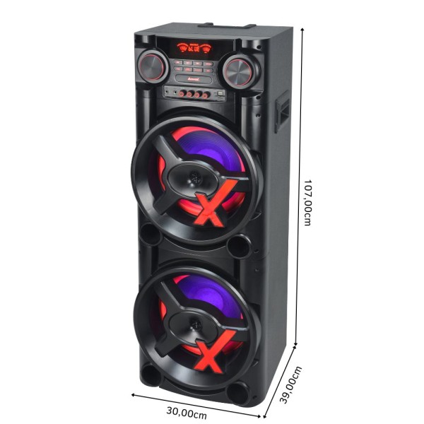 Encontraproduto.com.br - Caixa de Som Amplificada Amvox ACA 1900 New X 1900W Bluetooth USB Microfone