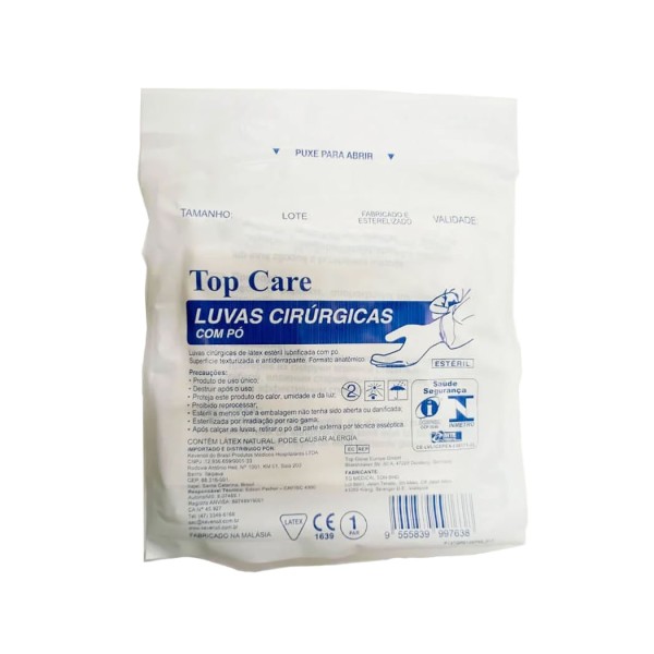 Luva Cirúrgica Estéril com Pó Par - Top Care