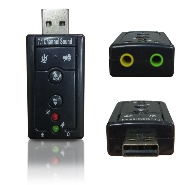 Adaptador Placa de Som 7.1 USB 2.0 com Entrada P2 Fone Microfone