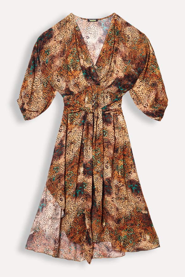 Vestido Midi Estampa Onca