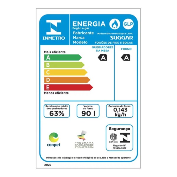 Encontraproduto.com.br - Fogão 5 Bocas Suggar Automático Mesa de Vidro Neo Cook FGV510PT Preto