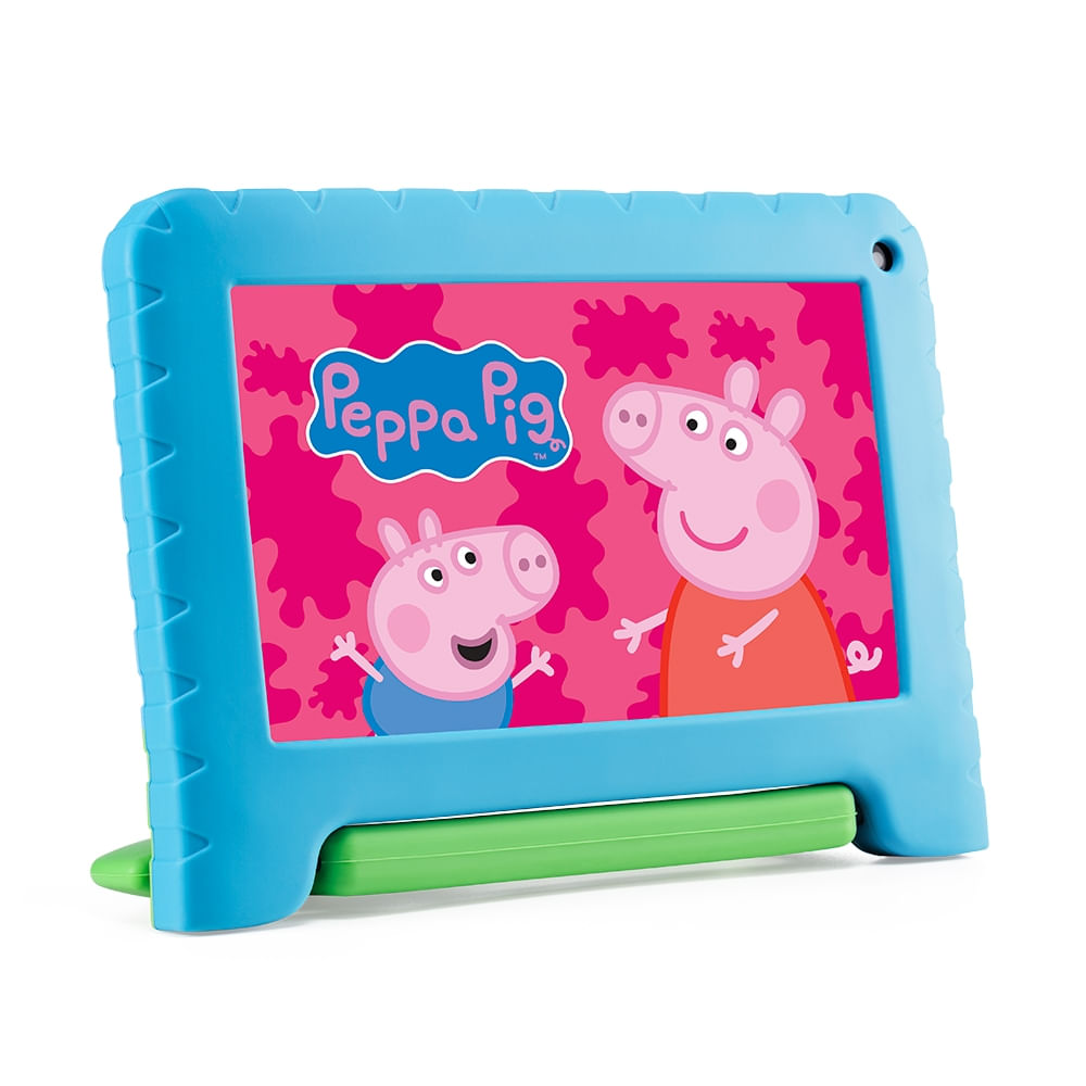 Encontraproduto.com.br - Tablet Infantil Peppa Pig com Controle Parental 4GB RAM + 64GB + Tela 7 pol + Case + Wi-fi + Android 13 + Quad Core Multi - NB420OUT [Reembalado]