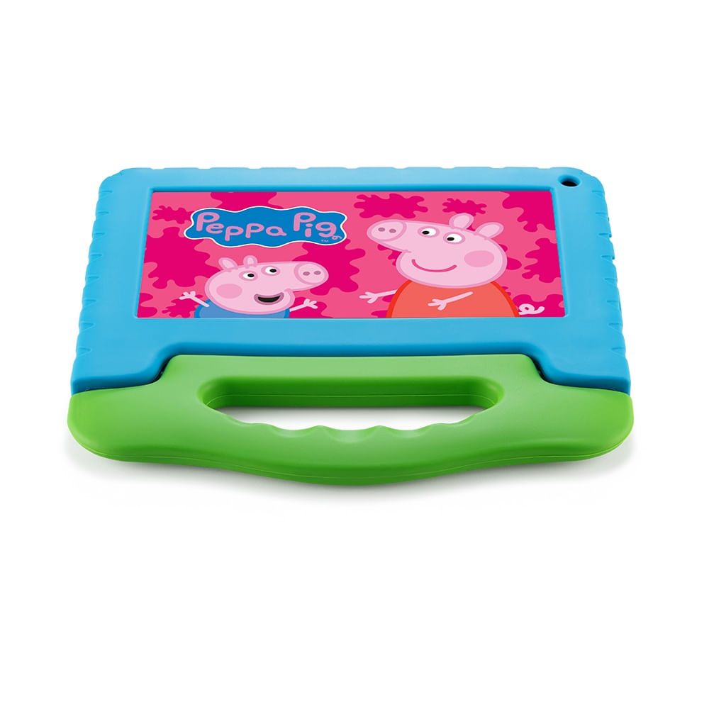 Encontraproduto.com.br - Tablet Infantil Peppa Pig com Controle Parental 4GB RAM + 64GB + Tela 7 pol + Case + Wi-fi + Android 13 + Quad Core Multi - NB420OUT [Reembalado]