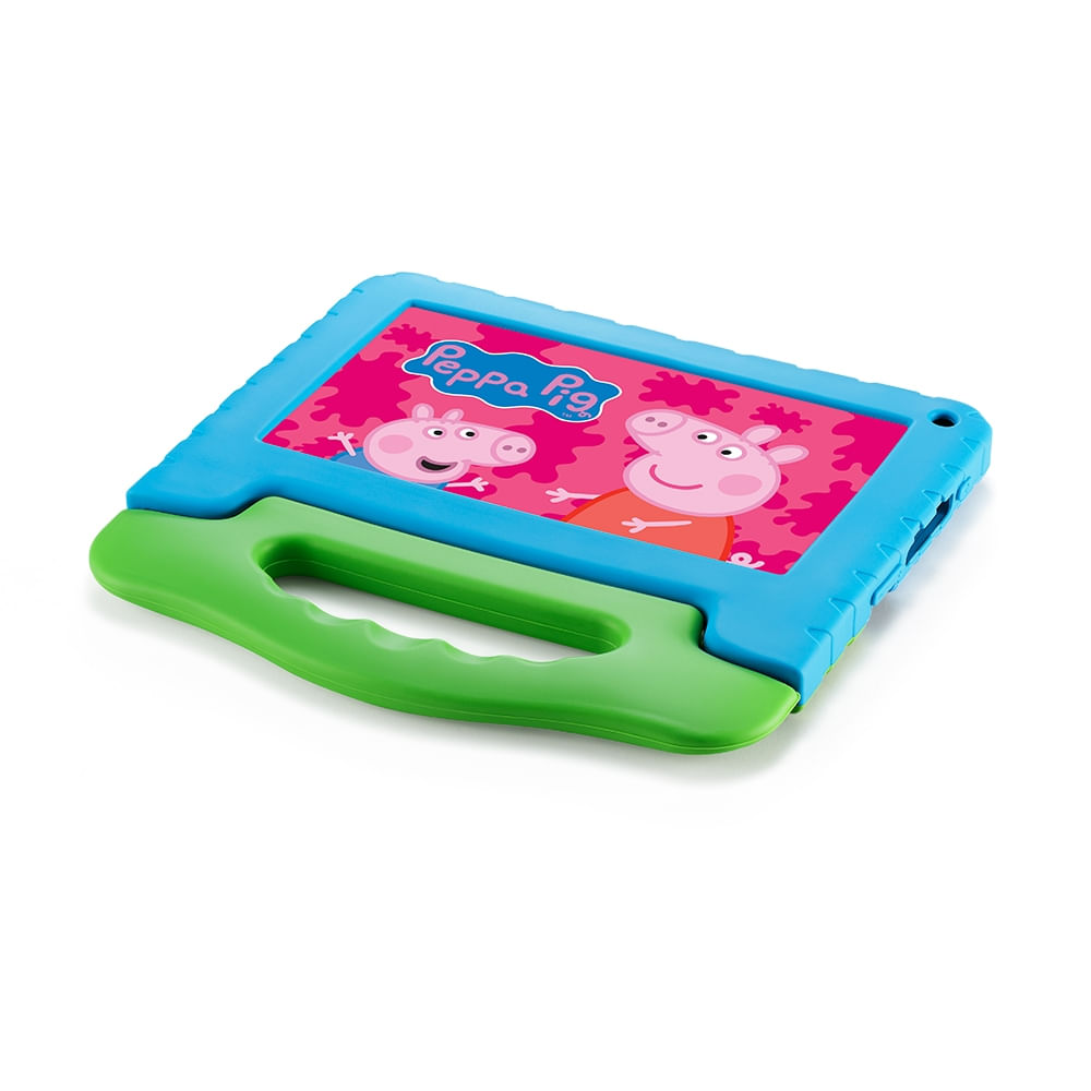 Encontraproduto.com.br - Tablet Infantil Peppa Pig com Controle Parental 4GB RAM + 64GB + Tela 7 pol + Case + Wi-fi + Android 13 + Quad Core Multi - NB420OUT [Reembalado]