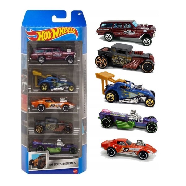 Encontraproduto.com.br - Carrinhos Hot Wheels Exposed Engines c/ 5 Carros - Mattel