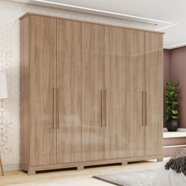Guarda-Roupa Casal 6 Portas 3 Gavetas Jequitibá Vigo Henn Móveis