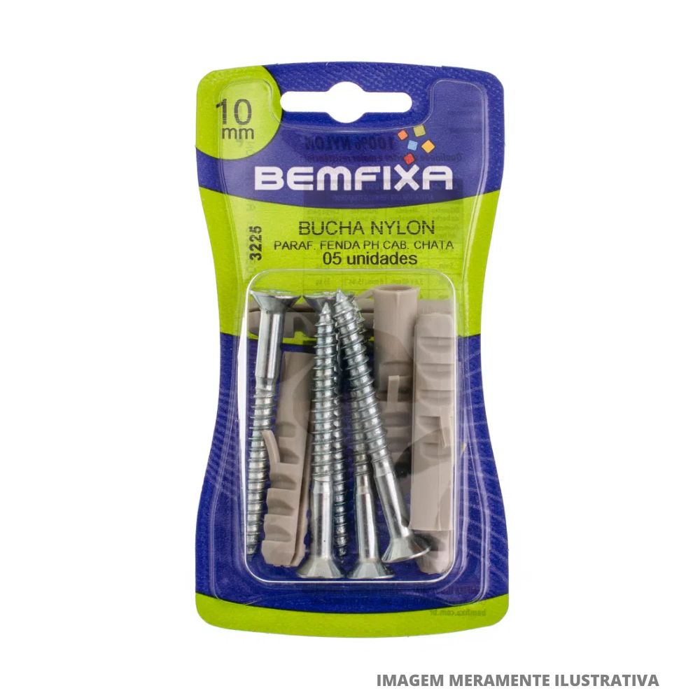 Parafuso Philips Cabeça Chata Com Bucha 10 mm 5 Peças BemFixa