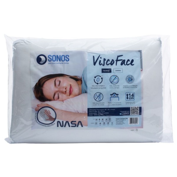 Travesseiro ViscoFace Algodão Branco Sonos Colchões