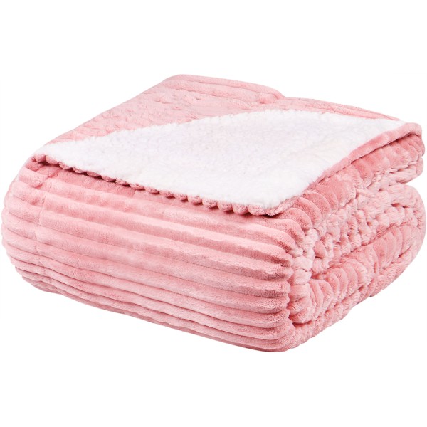 Encontraproduto.com.br - Manta Sherpa Queen Rosa Canelada Pernambucanas Casa