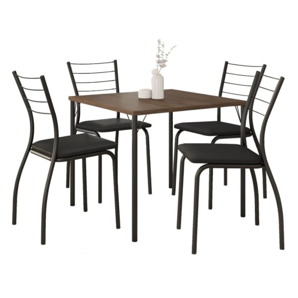 Encontraproduto.com.br - Mesa de Jantar 4 Cadeiras Marrom/Preto 1545/1700 Carraro Móveis