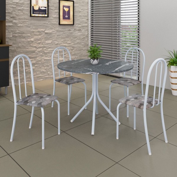 Encontraproduto.com.br - Mesa de Jantar 4 Cadeiras Branco/Paraopeba Ane Soma Móveis