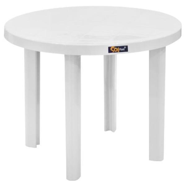 Mesa Plástica Redonda Marcineiro Branca Solplast