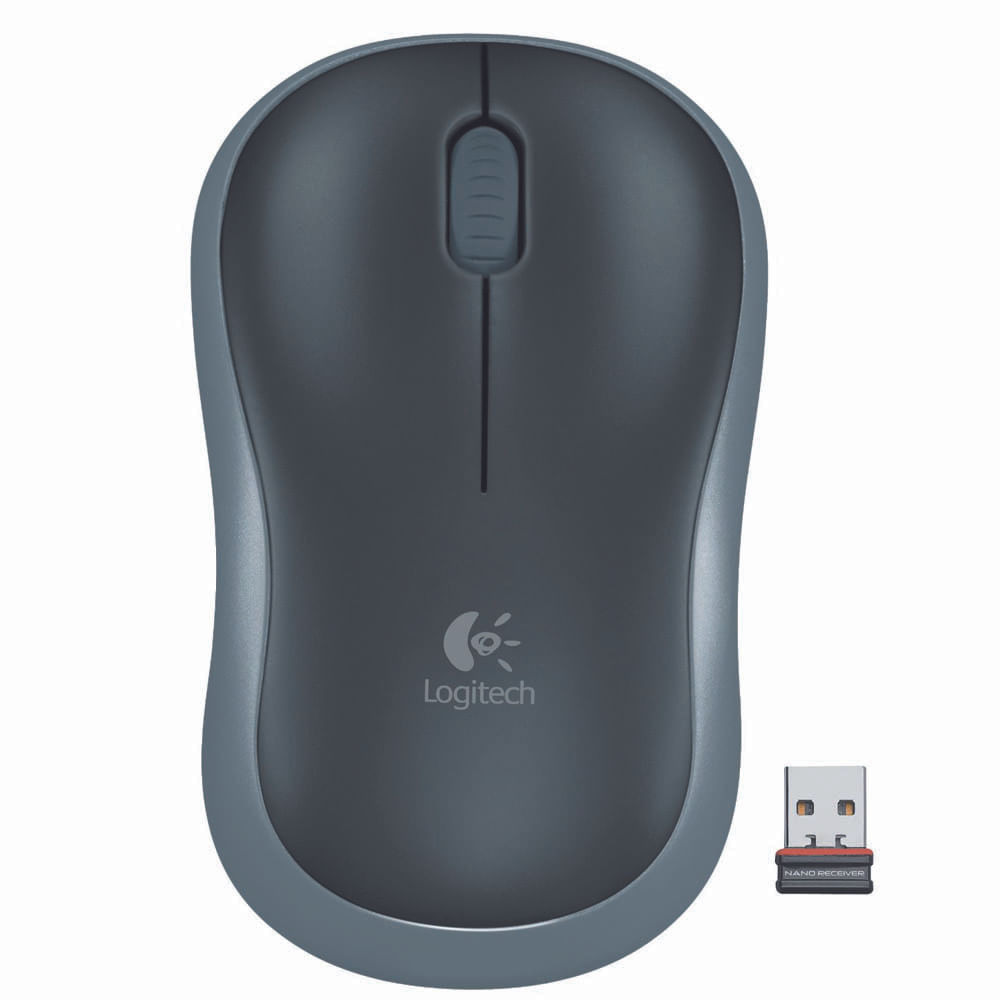 Encontraproduto.com.br - Mouse Logitech M185 Sem Fio Rc/nano Preto Cor Cinza