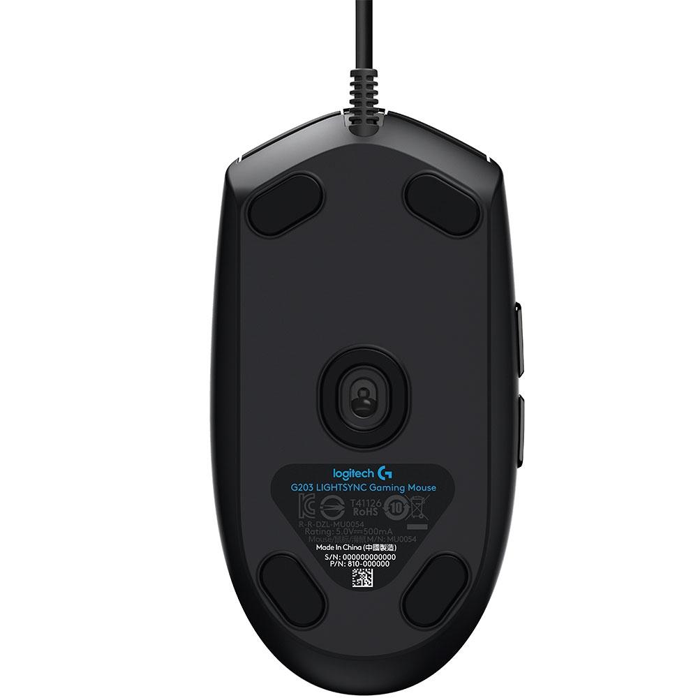 Encontraproduto.com.br - Mouse Gamer C/ Fio G203 Lightsync RGB 6 Botões 8000 DPI - Logitech