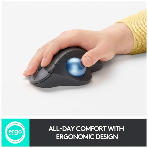 Encontraproduto.com.br - ERGO M575 Mouse Ergonômico Vertical Óptico sem Fio Reduz a Tensão do Pulso, LOGITECH 910 005867, Preto