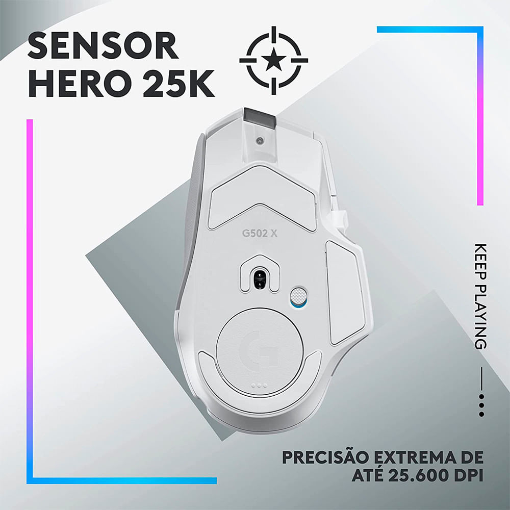Mouse Gamer Sem Fio Logitech G502 X Plus, RGB, 25600 DPI, 13 Botões, Switch, Branco