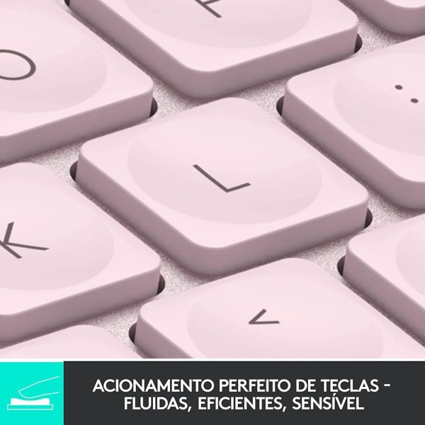 Encontraproduto.com.br - Teclado MX Keys Mini, Logitech, Bluetooth, Rosa