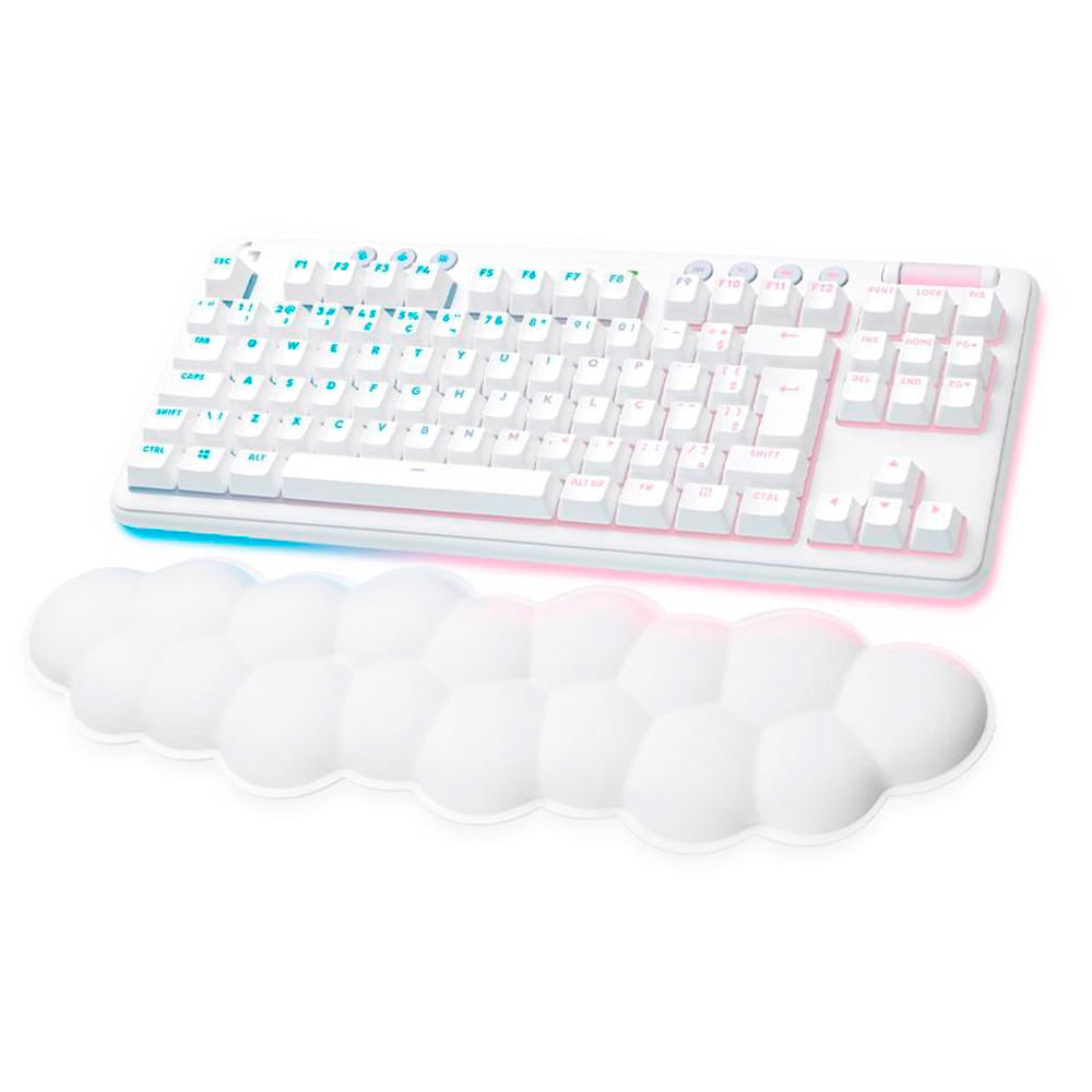 Encontraproduto.com.br - Teclado Gamer Sem Fio Logitech G715 Aurora Lightspeed RGB Mecânico Switch GX Red Linear Bluetooth Branco - 920-010706