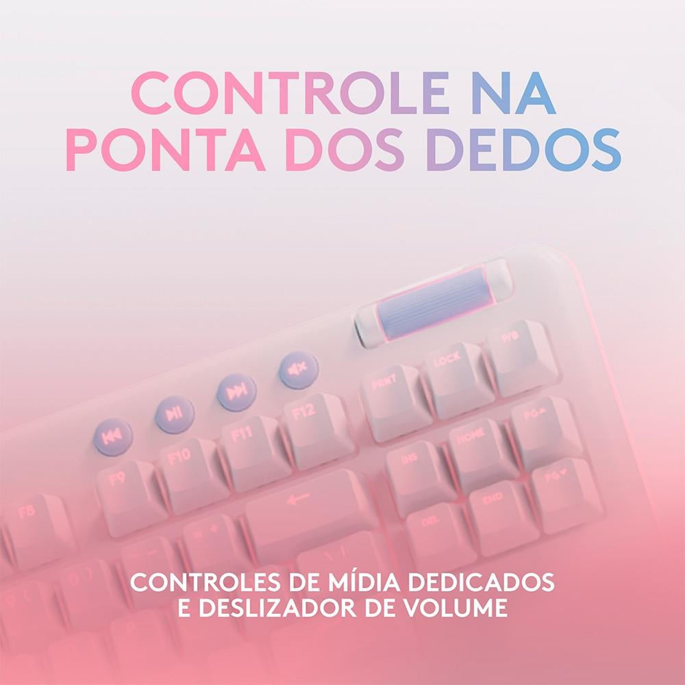 Encontraproduto.com.br - Teclado Gamer Sem Fio Logitech G715 Aurora Lightspeed RGB Mecânico Switch GX Red Linear Bluetooth Branco - 920-010706
