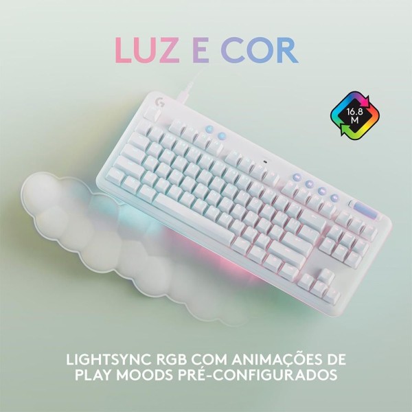 Encontraproduto.com.br - Teclado Gamer Logitech G713 Aurora Lightspeed RGB Mecânico Switch GX Red Linear ABNT2 Branco - 920-010705