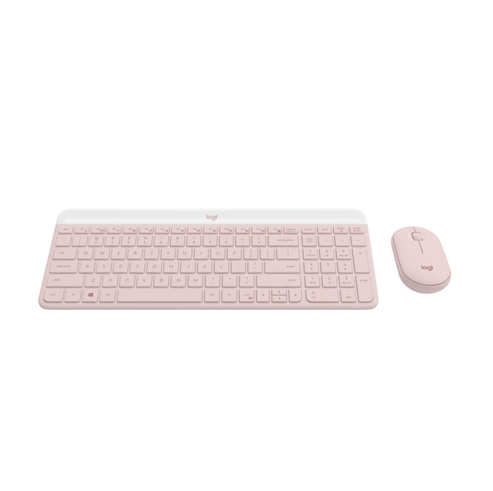 Encontraproduto.com.br - Teclado e Mouse Sem Fio Logitech MK470, Wireless, Slim, Rosa