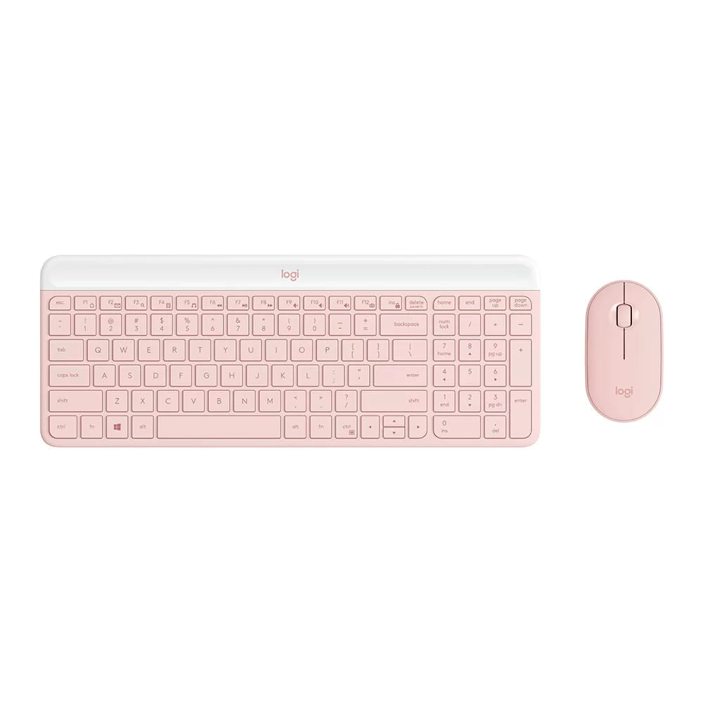 Encontraproduto.com.br - Teclado e Mouse Sem Fio Logitech MK470, Wireless, Slim, Rosa