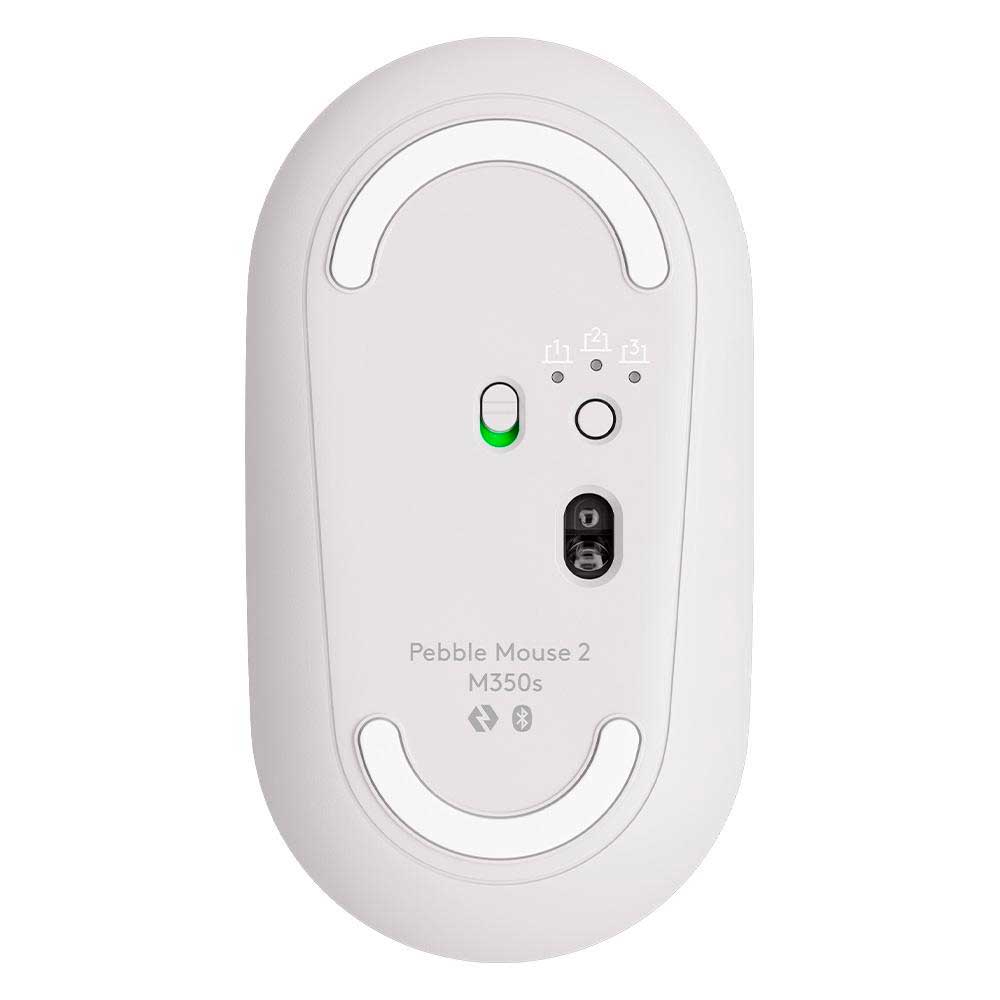 Encontraproduto.com.br - Mouse Sem Fio Logitech Pebble 2 M350s, USB Logi Bolt ou Bluetooth e Pilha Inclusa, com Clique Silencioso, Branco - 910-007047