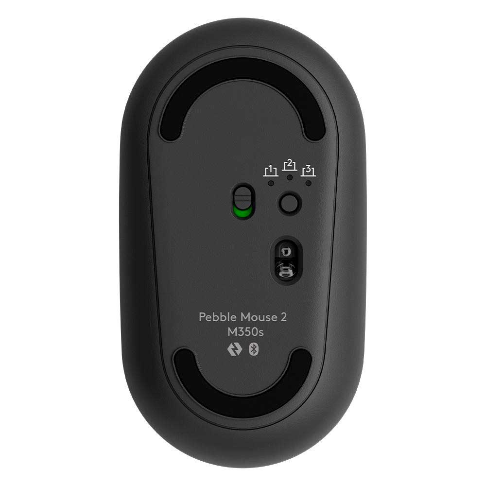 Encontraproduto.com.br - Mouse Sem Fio Logitech Pebble 2 M350s, USB Logi Bolt ou Bluetooth e Pilha Inclusa, com Clique Silencioso, Grafite - 910-007049