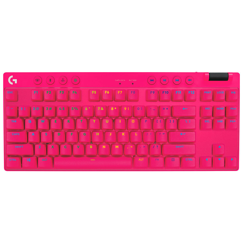 Teclado Gamer Logitech G PRO X TKL Lightspeed RGB Mecânico Switch Tactile Magenta US
