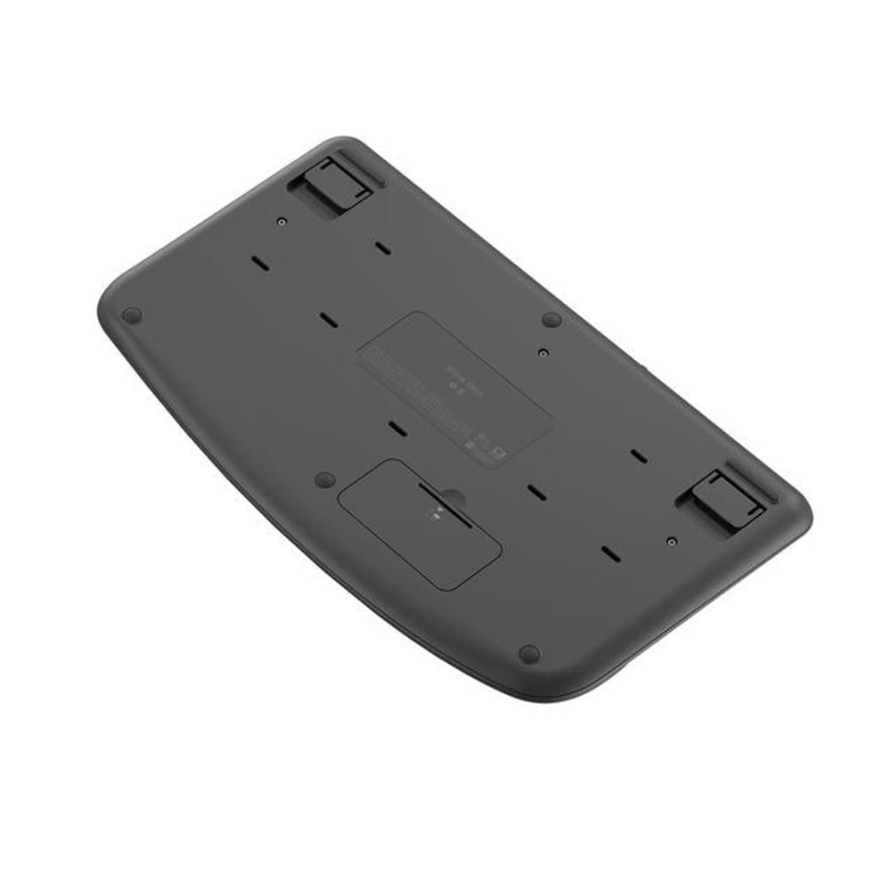 Encontraproduto.com.br - Teclado Ergonômico Sem Fio Logitech Wave Keys, Bluetooth, USB, Grafite