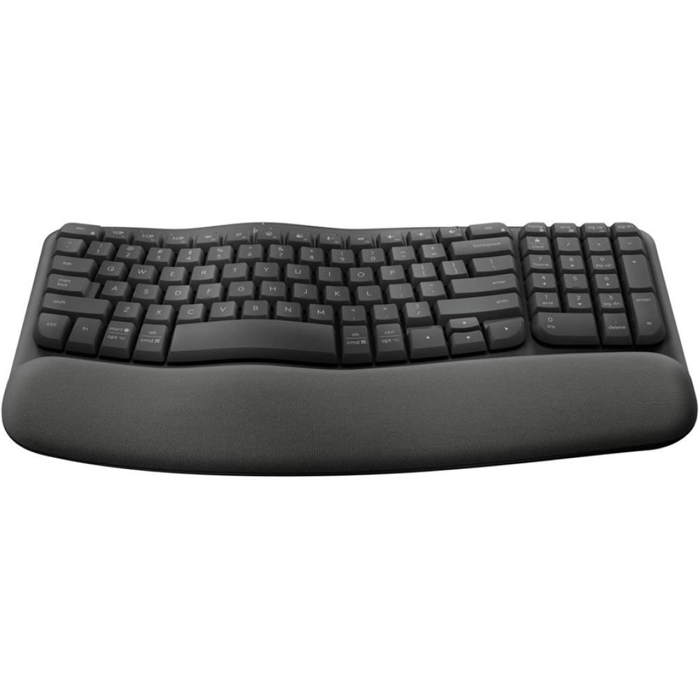 Encontraproduto.com.br - Teclado Ergonômico Sem Fio Logitech Wave Keys, Bluetooth, USB, Grafite