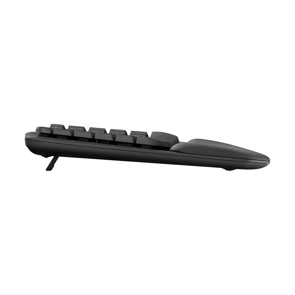 Encontraproduto.com.br - Teclado Ergonômico Sem Fio Logitech Wave Keys, Bluetooth, USB, Grafite