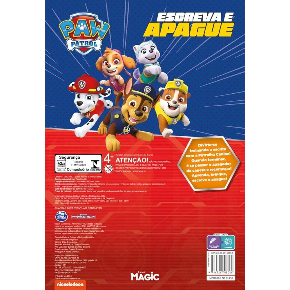 Encontraproduto.com.br - Patrulha Canina - Escreva E Apague (Magic Kids)