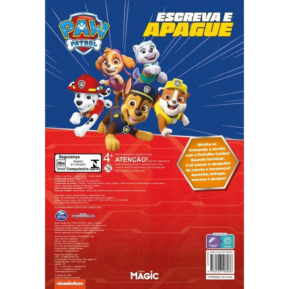 Encontraproduto.com.br - Patrulha Canina - Escreva E Apague (Magic Kids)