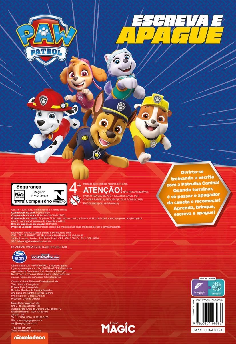 Encontraproduto.com.br - Patrulha Canina - Escreva E Apague (Magic Kids)