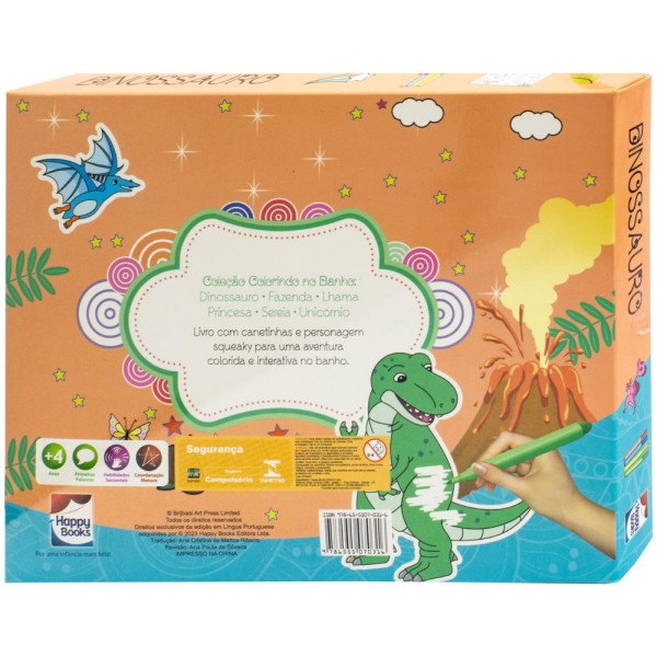 Encontraproduto.com.br - Livro Colorindo no Banho Dinossauro - Happy Books