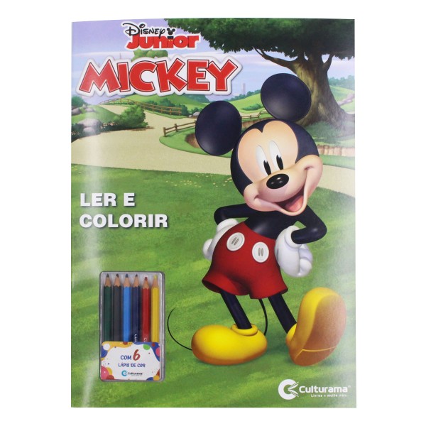 Livro Ler E Colorir Gigante Com 6 Lápis De Cor - Mickey