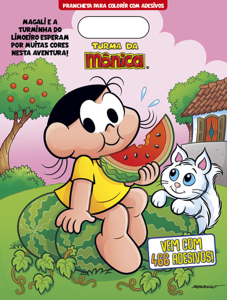 Turma da Mônica Prancheta para Colorir com Adesivos Magali