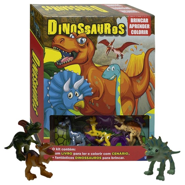 Encontraproduto.com.br - Livro Brincar Aprender Colorir Caixa - Dinossauros