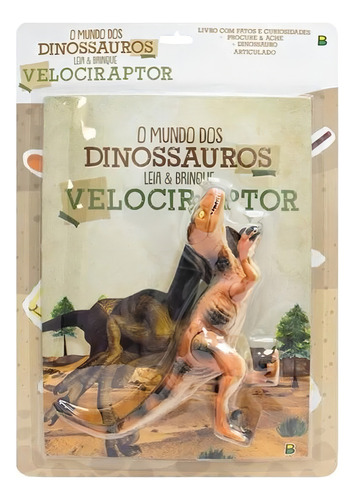 Livro O Mundo dos Dinossauros C/ Velociraptor em Plástico/Papel Todo Livro