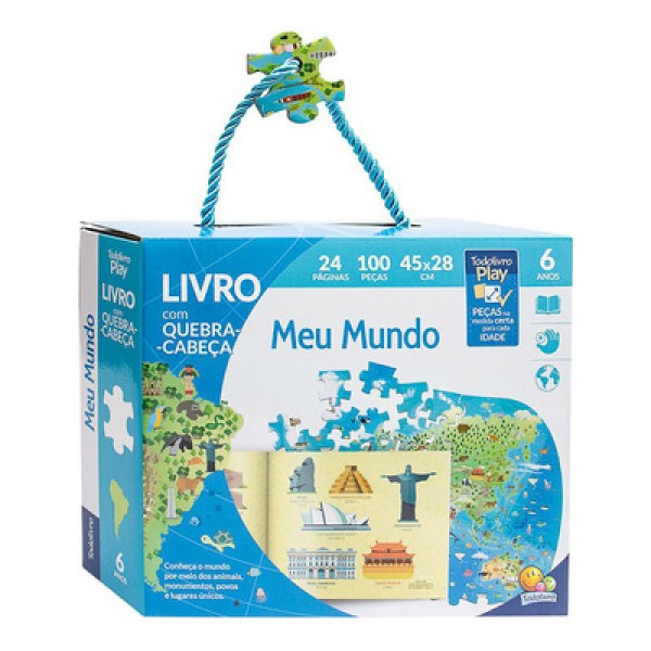 Livro Infantil Meu Mundo C/ Quebra-Cabeça 17x21cm em Papel Todo Livro