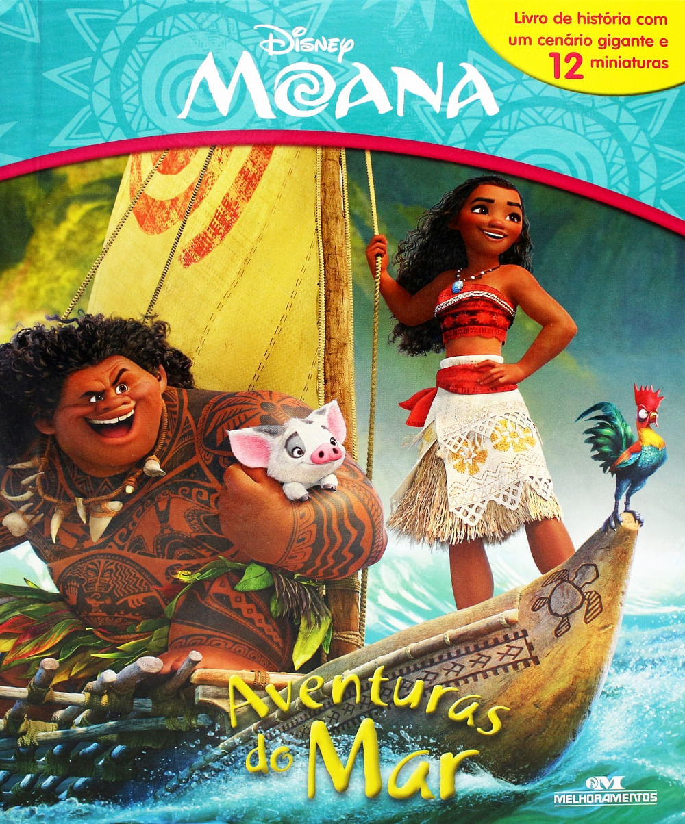 Livro Moana com 12 Miniaturas - Aventuras do Mar