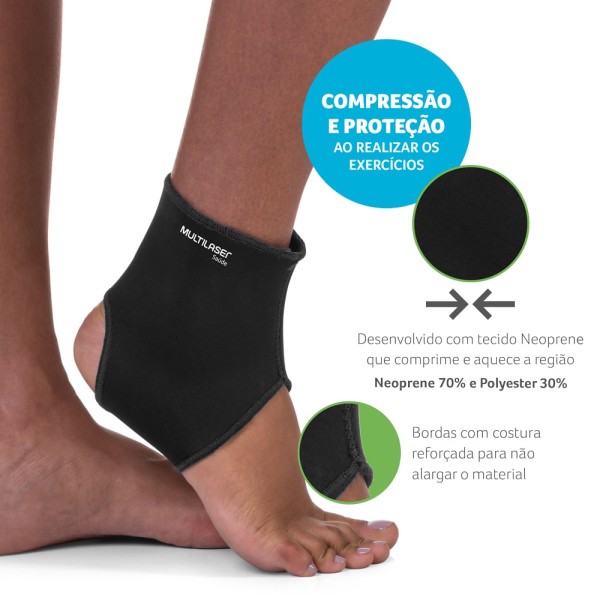 Encontraproduto.com.br - Tornozeleira Unissex Tam. P  Multilaser Saúde - HC344X [Reembalado]