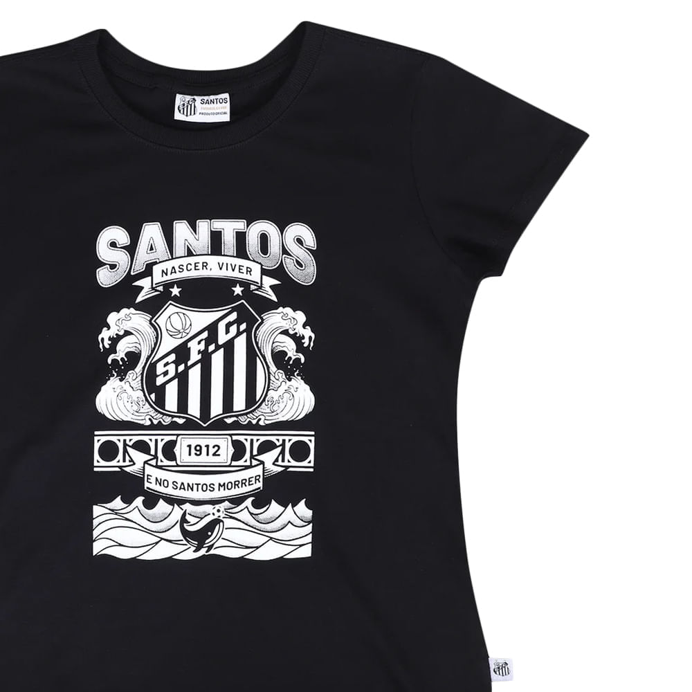 Encontraproduto.com.br - CAMISETA SURF CENTER SANTOS NASCER, VIVER E NO SANTOS MORRER FEMININA